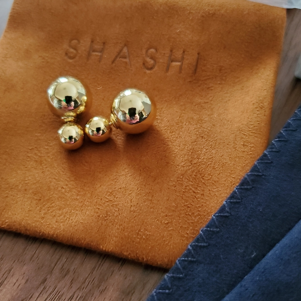 Gold Shashi double ball earrings - NEW!